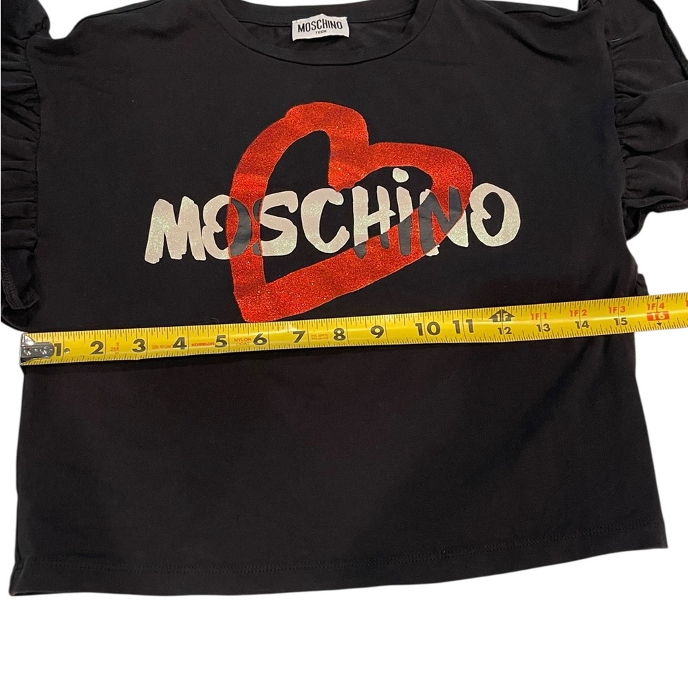 Moschino Black Crop Top with Red Heart - Picture 6 of 8